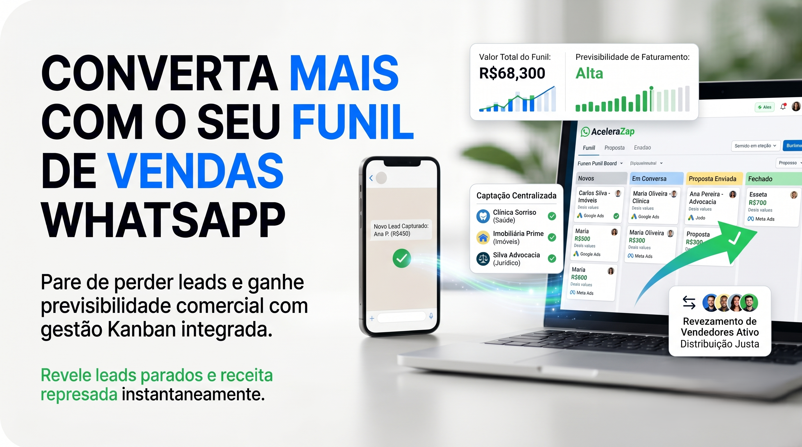 Funil de vendas embutido: acompanhe cada lead sem pagar por outro CRM